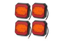 Luz Trasera Luz Trasera LED Cuadrada Para Camión Indicador Marcha Atrás Freno Y Parada Camioneta 4x4 Autobús Remolque Furgoneta 12 V/24 V Piloto posterior(4pcs Red Amber)