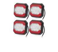 Luz Trasera Luz Trasera LED Cuadrada Para Camión Indicador Marcha Atrás Freno Y Parada Camioneta 4x4 Autobús Remolque Furgoneta 12 V/24 V Piloto posterior(4pcs Red White)