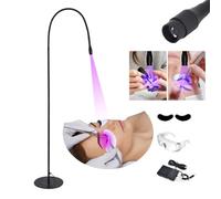Luz UV para pegamento de pestañas UV fotopolimerizable, con interruptor de pie, lámpara de pestañas LED de 10 W, 395-400 nm, tamaño de punto ajustable, pegamento curado en 1-3 segundos,Black