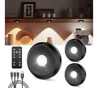 Luz Vitrina LED Sin Cable con Mando, Bateria de 2400mAh Foco LED Recargable USB para Interior Luz Armario con Pulsador y Iman Luces Cocina Bajo Mueble Tactil Lámpara Nocturna Pilas para Estanteria