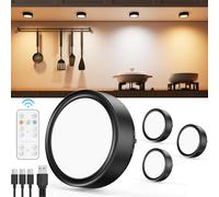 Luz Vitrina LED Sin Cable con Mando, Bateria de 2400mAh Foco LED Recargable USB para Interior Luz Armario con Pulsador y Iman Luces Cocina Bajo Mueble Adhesivo Lámpara Nocturna Tactil Pilas Estanteria