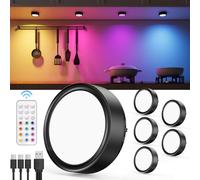 Luz Vitrina RGB Recargable USB, 2400mAh Luces LED Armario Bateria con Mando Foco LED Colores con Iman Luces Adhesiva con Pulsador Lámpara Cocina Bajo Mueble Sin Cable Luz Nocturna Interior Tactil