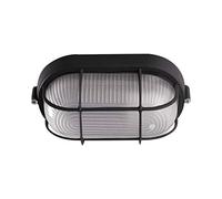 LuzConLed - Aplique Estanco Oval rejilla Máx.60w Negro - ENVÍO DESDE ESPAÑA