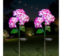 Luzes de flores solares Jardín al aire libre - 2 paquetes de luces de flores de hortensia para la decoración del patio, IP65 impermeable realista led decoración del jardín, luz de estaca para b