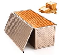 Luziyun Molde para Pan de Acero Carbono con Tapa - Antiadherente para Tostadas, Pan de Molde y Repostería - Ideal Bizcochos/Tartas - 1000g - Duradero - Resultados Profesionales
