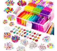 LUZOON 12000+ PCS Gomas Para Hacer Pulseras Kit XXL 30 Colores Gomas Elásticas Plásticas Kit Gomas Pulseras y Collares Bricolaje Manualidad para Niños Regalos de Cumpleaños de Navidad (Caja Rosa)