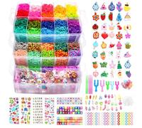 LUZOON 15000+ Gomas Para Hacer Pulseras Kit XXL, 45 Colores Gomas Elásticas Plásticas Estuche de 3 Capas Pulseras Bricolaje Manualidad para Niños Regalos de Cumpleaños de Navidad (Caja Blanca)