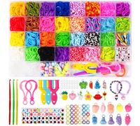 LUZOON 2500+ pulsera elástica kit, 30 colores DIY elástica Loom Bands Kit para niños con colgantes, clips, perlas, caja de almacenamiento, para niños, regalo para niños y niñas