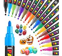 LUZOON Rotuladores Acrilicos Permanentes,Rotuladores Pintura Acrilica de Colores Rotulador Permanente para Piedras, Cristal, Madera, Cerámica, Plastico (18 Farben)