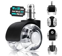 LUZOON Ruedas para Silla Oficina,10X22MM 5 Pcs Ruedas para Silla Oficina, 360 grados, rotación sin arañazos, para parquet, alfombras, laminado y azulejos, Silencioso, Seguro, Duradero