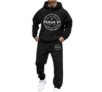 LUZOUCHE Chándal para hombre de 2 piezas, conjunto de sudadera y pantalones deportivos, sudadera con capucha y chándal informal, ropa deportiva para primavera e invierno, Negro , L