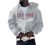 LUZOUCHE Chaqueta de punto con capucha para hombre, chaqueta deportiva con capucha, chaqueta con cremallera, sudadera moderna con capucha, hip hop, chaqueta para el tiempo libre, sudadera urbana, gris