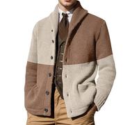LUZOUCHE Chaqueta de punto para hombre, chaqueta de forro polar, chaqueta de moda para primavera, chaqueta informal con botones, chaqueta de punto para negocios, multicolor, informal, chaqueta de lana