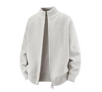 LUZOUCHE Chaqueta de punto para hombre, chaqueta de lana con cuello alto, monocolor, moderna, para el tiempo libre, para negocios, suéter de invierno, chaqueta de otoño, chaqueta de forro polar de