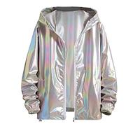LUZOUCHE Chaqueta deportiva para hombre, chaqueta con capucha, chaqueta impermeable para exteriores, degradado brillante, chaqueta de punto moderna, chaqueta de ocio, ropa de calle, chaqueta de verano