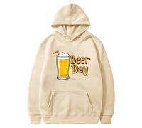 LUZOUCHE Oktoberfest Outfit Hoodie Herren Oversized Hoodie Langarm Sweatshirt mit Kapuze Hip Hop Streetwear Winter Freizeit Sweatjacke Herbstpullover Baggy Hoody, beige, L