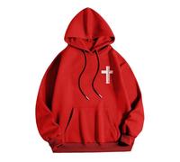 LUZOUCHE Suéter para hombre Hip Hop Sudaderas con capucha Oversized Hoodies Winter Camiseta de manga larga Sudadera Deportiva Monocolor Moda Casual Jersey con Impresión Letras Ropa de Calle, rojo, L