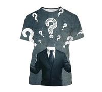 LuzoyaoLZY Art Question Mark 3D Impreso Camiseta de Manga Corta para Hombres y Mujeres Divertido Casual Streetwear tee Tops