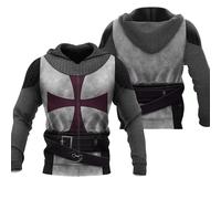 LuzoyaoLZY Caballero Armadura Medieval 3D Impreso Sudadera con Capucha Caballeros Templarios Harajuku Moda Sudadera Unisex Casual Chaqueta Cosplay Sudaderas con Capucha
