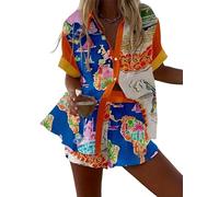 LuzoyaoLZY Conjunto de playa de 2 piezas para mujer con estampado tropical de animales: langosta y leopardo camiseta de manga corta y shorts con cintura elástica conjunto para resort