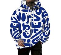 LuzoyaoLZY Sudadera de Hombre con Cremallera Completa y Bolsillos Estampado de Calavera Corazón Geométrico y Helado Manga Larga Streetwear Tops con Capucha