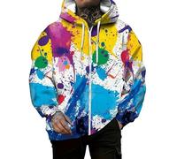 LuzoyaoLZY Sudadera de Hombre con Cremallera Completa y Bolsillos Estampado de Calavera Corazón Geométrico y Helado Manga Larga Streetwear Tops con Capucha