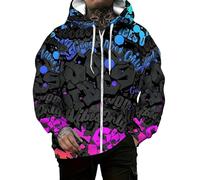 LuzoyaoLZY Sudadera de Hombre con Cremallera Completa y Bolsillos Estampado de Calavera Corazón Geométrico y Helado Manga Larga Streetwear Tops con Capucha
