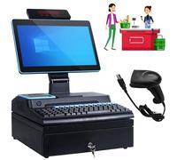 Luzphened Pantalla Cajas Registradoras Comercio, Pantalla táctil de 15,6 Pulgadas, Caja registradora, Teclado, Impresora incorporada de 58 mm, Caja registradora para comercios y Empresas E-8+256GB