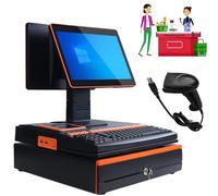 Luzphened Pantalla Cajas Registradoras Comercio, Pantalla táctil de 15,6 Pulgadas, Caja registradora, Teclado, Impresora incorporada de 58 mm, Caja registradora para comercios y Empresas B-4+64GB