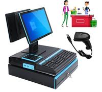 Luzphened Pantalla Cajas Registradoras Comercio, Pantalla táctil de 15,6 Pulgadas, Caja registradora, Teclado, Impresora incorporada de 58 mm, Caja registradora para comercios y Empresas F-4+64GB