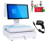 Luzphened Pantalla Cajas Registradoras Comercio, Pantalla táctil de 15,6 Pulgadas, Caja registradora, Teclado, Impresora incorporada de 58 mm, Caja registradora para comercios y Empresas H-8+128GB