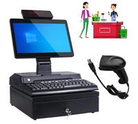 Luzphened Pantalla Cajas Registradoras Comercio, Pantalla táctil de 15,6 Pulgadas, Caja registradora, Teclado, Impresora incorporada de 58 mm, Caja registradora para comercios y Empresas C-8+128GB