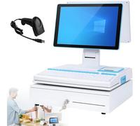 Luzphened Terminal Caja registradora con Pantalla táctil, Caja Registradora Electrónica,Sistema POS Control Electrónico con Cajón Efectivo Automático,para Minoristas/restaurantes B-4+64GB