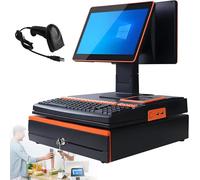 Luzphened Terminal Caja registradora con Pantalla táctil, Caja Registradora Electrónica,Sistema POS Control Electrónico con Cajón Efectivo Automático,para Minoristas/restaurantes F-8+256GB