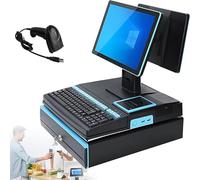 Luzphened Terminal Caja registradora con Pantalla táctil, Caja Registradora Electrónica,Sistema POS Control Electrónico con Cajón Efectivo Automático,para Minoristas/restaurantes D-4+64GB