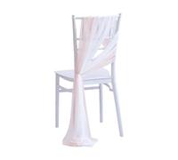 LVCHAO 10/50PCS Chiffon Chair Sashes Cover Aisle Decorations Draping Fabric Wrinkle-Free with Tie For Party Wedding Decorate Banquet para Banquetes y Fiestas(White Peach Pink,50pcs)