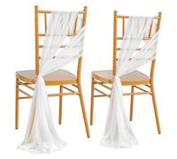 LVCHAO 10/50PCS Like Chiffon Chair Sashes Wedding Decoration 17x250cm Aisle Decorations Party Banquet Event Baby Shower para Banquetes y Fiestas(White,10 pcs)