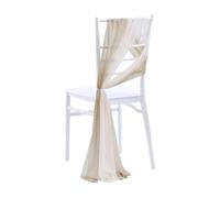 LVCHAO 10/50PCS Like Chiffon Chair Sashes Wedding Decoration 17x250cm Aisle Decorations Party Banquet Event Baby Shower para Banquetes y Fiestas(Beige and White,10 pcs)