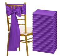 LVCHAO 17.5x274cm Silla de satén Fajas Arcos Cubierta Cintas Banquete Boda Fiesta Acción Gracias Cinta Trasera Decoraciones para Banquetes y Fiestas(Purple,10pcs)