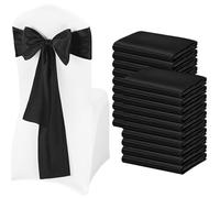 LVCHAO 17.5x274cm Silla de satén Fajas Arcos Cubierta Cintas Banquete Boda Fiesta Acción Gracias Cinta Trasera Decoraciones para Banquetes y Fiestas(Black,10pcs)