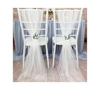 LVCHAO 2pcs Pearl Tulle White Chair Sashes 75x200cm Long Aisle Wedding Back Side Decorations Sheer Church para Banquetes y Fiestas(White)