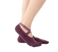 LVCHAO 3 pares de calcetines cinco dedos antideslizantes con tiras cruzadas for yoga, semiabiertos divididos y completos profesionales Para Yoga, Danza(Purple-Full Five)