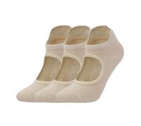 LVCHAO 3 pares de calcetines silicona antideslizantes for pilates, transpirables, for fitness, yoga, sin espalda, for danza, ballet y gimnasio Para Yoga, Danza(3Pairs Beige)