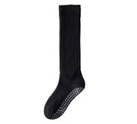 LVCHAO 3 pares de calcetines yoga algodón con puntos silicona y rizo, antideslizantes, for mujer, agarre for pilates, hasta la rodilla, holgados Para Yoga, Danza(Color-01)