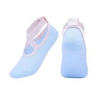 LVCHAO 3 pares de calcetines yoga con lazo cruzado for mujer, algodón peinado, antideslizantes, encaje, for baile y fitness, profesionales for pilates Para Yoga, Danza(Blue Cross)