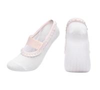 LVCHAO 3 pares de calcetines yoga con lazo cruzado for mujer, algodón peinado, antideslizantes, encaje, for baile y fitness, profesionales for pilates Para Yoga, Danza(White)