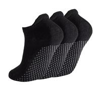 LVCHAO 3 pares de calcetines yoga for mujer, antideslizantes pilates, con agarre for, for Para Yoga, Danza(3 Pairs Black)