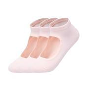 LVCHAO 3 pares de calcetines yoga sin espalda for mujer, silicona, antideslizantes, for danza, ballet, fitness, deportes, algodón, for entrenamiento y pilates Para Yoga, Danza(Ivory)