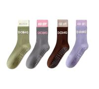 LVCHAO 4 pares de calcetines yoga for mujer, antideslizantes, silicona, profesionales, for gimnasio, baile, deportes, pilates, for interior Para Yoga, Danza(X02)