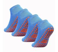 LVCHAO 4 pares de calcetines yoga, pilates y trampolín for mujer, silicona, antideslizantes, algodón, for masaje pies en el suelo Para Yoga, Danza(4 Pairs Blue,M (EU 29-34))